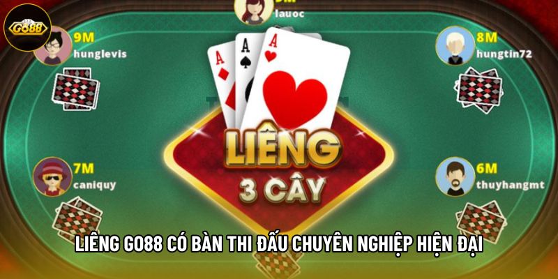 Liêng Go88 có bàn thi đấu chuyên nghiệp hiện đại